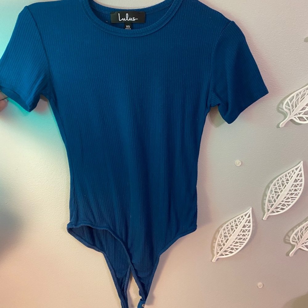 Bright blue lulus body suit